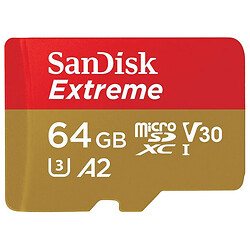 Карта пам'яті SanDisk MicroSDXC Extreme V30 U3, 64 Гб.