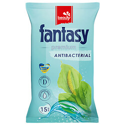 Салфетки влажные Fantasy Premium Antibacterial "Подорожник, Д-пантенол", 15 шт/уп.