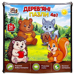 Дерев'яний пазл "Лісові тварини", 24 дет., Enotik