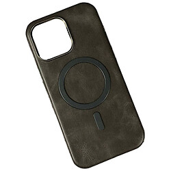 Чехол (накладка) Apple iPhone 14, Leather Magnetic Metal Frame, MagSafe, Серый