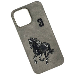 Чехол (накладка) Apple iPhone 15, Teddy Bear Embroidered, Horse, Серый