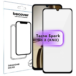 Защитное стекло Tecno Spark Go 3, BeCover, Черный