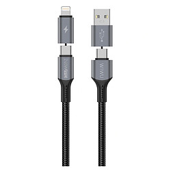 USB кабель Wiwu C077 Cyberlink Apple iPhone SE 2022 / iPhone 14 Pro Max / iPhone 14 Plus / iPhone 14 Pro / iPhone 14 / iPhone 13 Pro / iPhone 13 Mini / iPhone 13 / iPhone 13 Pro Max / iPhone 12 Mini / iPhone 12 Pro Max, Lightning, 1.0 м., Серебряный