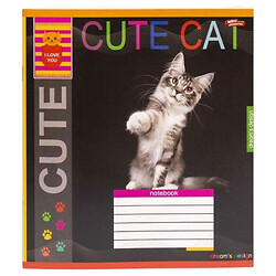 Тетрадь ЦВЕТНАЯ на 12 листов КЛЕТКА "CUTE CAT", 20 ШТ., Мрії Збуваються