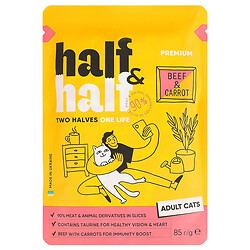 Корм для кошек Half&Half с говядиной и морковью в желе, пауч 85 г