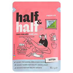 Корм для котят Half&Half с белой рыбой и горохом в желе, пауч 85 г
