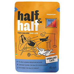 Корм для стерилизованных кошек Half&Half с кроликом и яблоками в желе, пауч 85 г