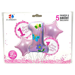 Шары фольгированные набор "First birthday-Girl", 5шт.: 1шт. x 80см + 4шт. x 45см, Z.Y. Ballon