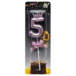 Свічка-цифра "5", з короною, мікс, Mic
