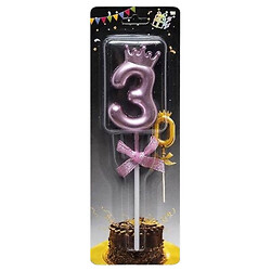 Свічка-цифра "3", з короною, мікс, Mic