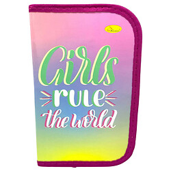 Пенал ламінований "Girls rule", на змійці, 1 відділення, 19x13 см, Апельсин