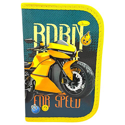 Пенал ламинированный "Born to ride", на змейке, 1 отделение, 19x13 см, Апельсин