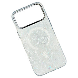 Чохол (накладка) Apple iPhone 17 Pro, Luxury Iridescent Marble, MagSafe, Білий