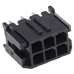 Роз'єм розетка MicroFit-6F, 6-pin (мама), крок 3мм, паяння, Чорний