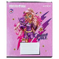 Зошит "Monster High", 12 арк., лінія, гібридний лак + УФ лак, Kite
