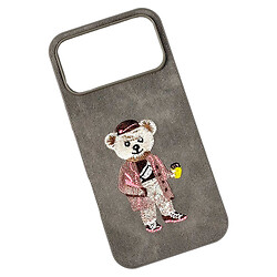 Чехол (накладка) Apple iPhone 17 Pro Max, Teddy Bear Embroidered, Серый