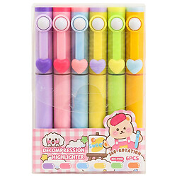 Набор текстовых маркеров цветных с сердечками, 6 шт.
