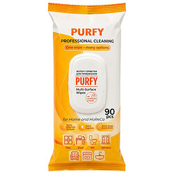 Серветки вологі для прибирання Purfy, 90 шт/уп.