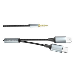 AUX кабель Earldom ET-AUX71 Apple iPhone SE 2022 / iPhone 14 Pro Max / iPhone 14 Plus / iPhone 14 Pro / iPhone 14 / iPhone 13 Pro / iPhone 13 Mini / iPhone 13 / iPhone 13 Pro Max / iPhone 12 Mini / iPhone 12 Pro Max, Lightning, Type-C, 1.2 м., Черный
