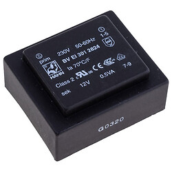 Трансформатор залитый 0,5VA, 12 V, BV EI 301 2824 HAHN
