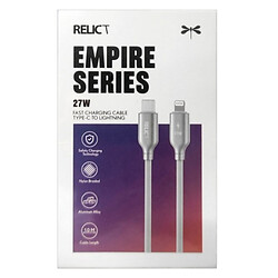 USB кабель Relict RСEMCL27 Empire Braided Apple iPhone SE 2022 / iPhone 14 Pro Max / iPhone 14 Plus / iPhone 14 Pro / iPhone 14 / iPhone 13 Pro / iPhone 13 Mini / iPhone 13 / iPhone 13 Pro Max / iPhone 12 Mini / iPhone 12 Pro Max, Lightning, 1.0 м., Сірий