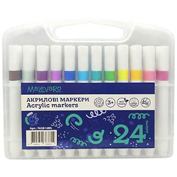 Маркери, 24 кольори, акрилові, тригранні, Malevaro