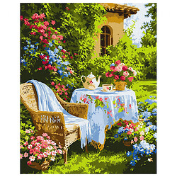 Набір для розпису по номерах "Чаювання у квітучому дворику", 40х50см, Ідейка
