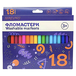 Набір фломастерів, 18 кольорів, у коробці, Malevaro