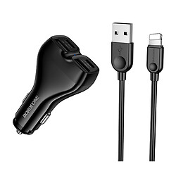 АЗУ Borofone BZ35 Leader Apple iPhone SE 2022 / iPhone 14 Pro Max / iPhone 14 Plus / iPhone 14 Pro / iPhone 14 / iPhone 13 Pro / iPhone 13 Mini / iPhone 13 / iPhone 13 Pro Max / iPhone 12 Mini / iPhone 12 Pro Max, Lightning, З кабелем, Чорний