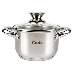 Каструля нержавіюча зі скляною кришкою GUSTO Force, d=16 см, 1,9 л