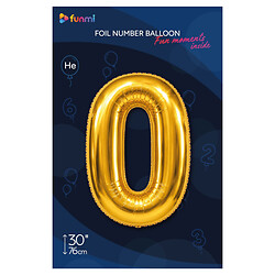 Шарик воздушный фольгированный "Цифра 0", 76 см, Funmi, Золотой