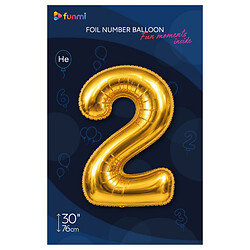 Кулька повітряна фольгована "Цифра 2", 76 см, Funmi, Золотий