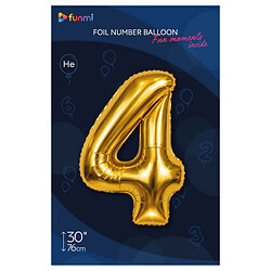 Кулька повітряна фольгована "Цифра 4", 76 см, Funmi, Золотий