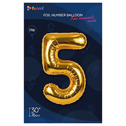 Кулька повітряна фольгована "Цифра 5", 76 см, Funmi, Золотий