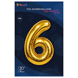 Кулька повітряна фольгована "Цифра 6", 76 см, Funmi, Золотий