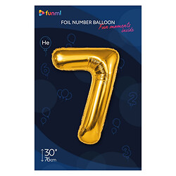 Кулька повітряна фольгована "Цифра 7", 76 см, Funmi, Золотий