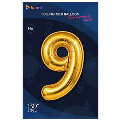 Кулька повітряна фольгована "Цифра 9", 76 см, Funmi, Золотий
