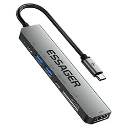 USB-хаб Essager QingHong EHB07-QH0G-Z, Сірий
