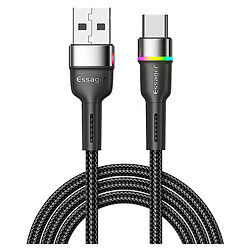 Кабель Essager Colorful LED EXCT-XCDA01, Type-C, 2.0 м., Черный