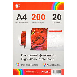 Фотопапір, А4, 20л, 200г/ м2, глянсовий, Mic
