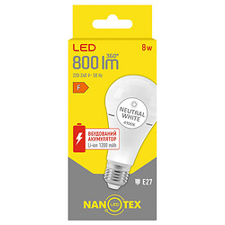 Лампа LED аккумуляторная NANOTEX NAN-EMA68-08274,8 Вт, E27, 4100 К