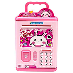 Сейф "CUTE RABBIT", 6 режимов озвучивания, подсветка, пароль, отпечаток пальца, банковская карта, в коробке, Mic, Розовый