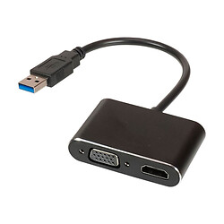 Адаптер, VGA, USB, HDMI, Чорний