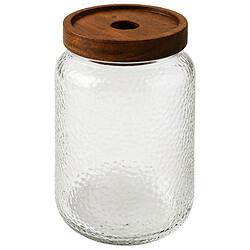 Емкость для сыпучих стеклянная с деревянной крышкой, 760 мл