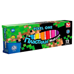 Пластилин круглый восковой "Pixel One", 12 цветов, Школярик, Разноцветный