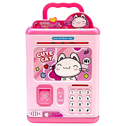 Сейф "CUTE CAT", 6 режимов озвучивания, подсветка, пароль, отпечаток пальца, банковская карта, в коробке, Mic, Розовый
