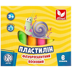 Пластилин флуоресцентный, 6 цветов в наборе, Школярик, Разноцветный