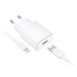 СЗУ Borofone BA111A Star, MicroUSB, З кабелем, Білий