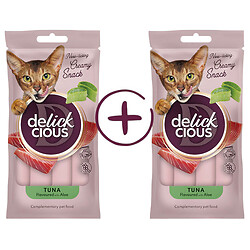 Сладости для кошек кремовые DELICKCIOUS Тунец из алоэ 1+1, 8 шт/уп