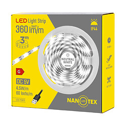 Стрічка LED USB NANOTEX, біле світло, IP44, 4,5 Вт/м, 4000 К, 3 м